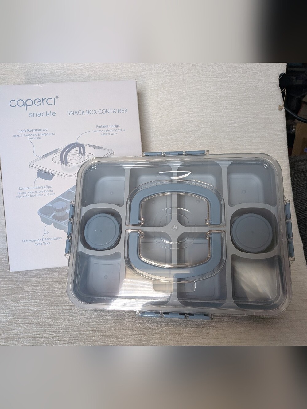 Caperci Snack Box Container in Light Blue Lidded Brand New